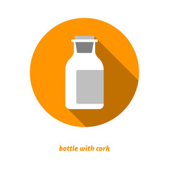 Flat medical bottle icon. Drugs symbol, milk bottle, health care
