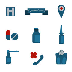 Medical and health icons set. Nine icons.