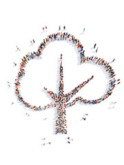 People in the shape of a tree.