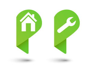 House and home repair pin icon set