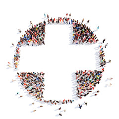 people in the form of a plus.