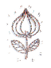 People in the shape of a flower.