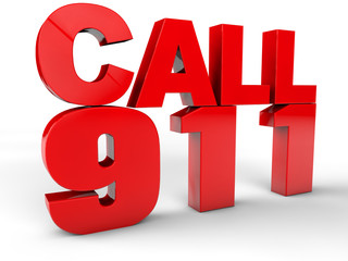 Call 911 911 emergency call 3d text over white Background