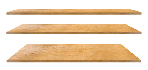 Wooden shelves isolated on white