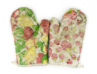 Old Kitchen glove on a white background