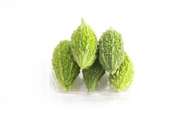 Bitter melon or Bitter gourd  on white background