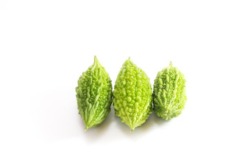 Bitter melon or Bitter gourd  on white background