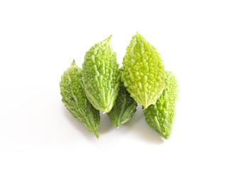 Bitter melon or Bitter gourd  on white background