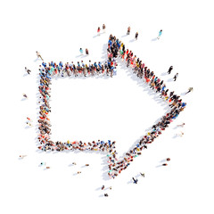 People in the form of arrows.