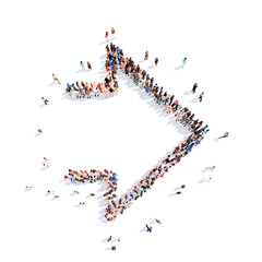 People in the form of arrows.