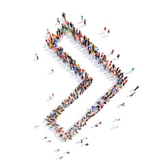 People in the form of arrows.