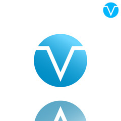 V letter logo concept on gradient plate