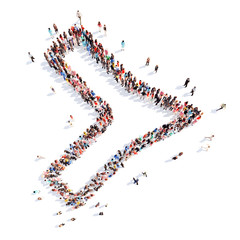 People in the form of arrows.