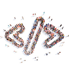 People in the form of arrows.