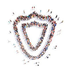 people in the form of a shield, flash mob.