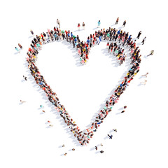 People in the form of hearts.