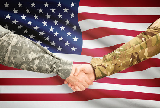 Men in uniform shaking hands - United States