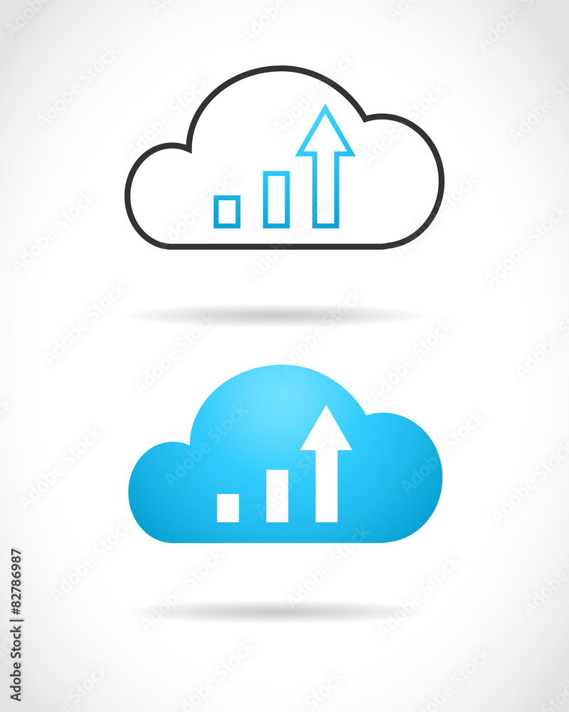 Poster cloud computing concept with storage and upload sign