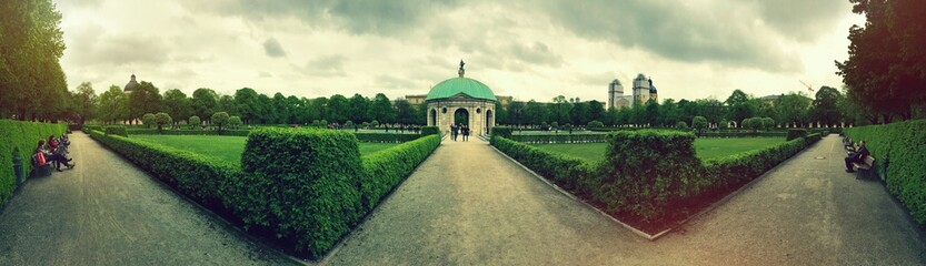 history park in thr center of munich - Germany at sunset