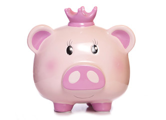 happy pink pig piggy bank