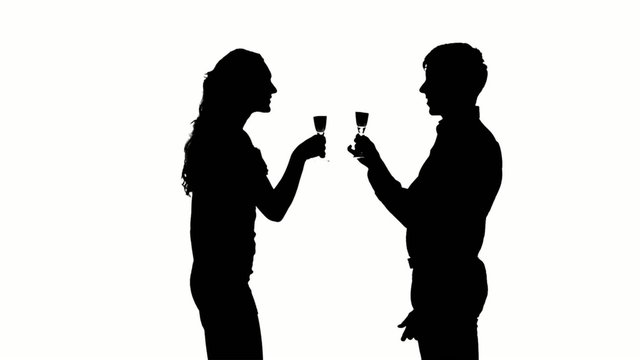 one  couple man and woman drinking wine. Slow motion
