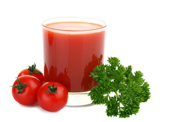 Tomato juice isolated on white background