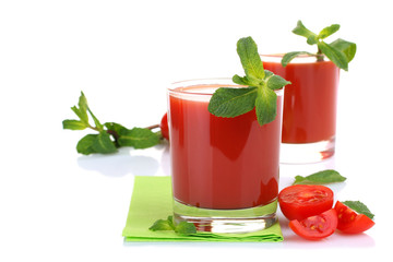 Tomato juice isolated on white background
