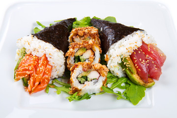 mixed dish of sushi food