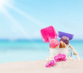 Summer children's sand cake, Summer concept