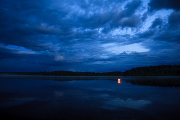Campfire on the lake