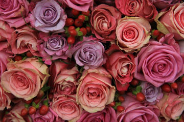 Obraz na płótnie Canvas Pastel roses wedding arrangement