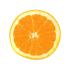 Slice of fresh orange isolated on white background