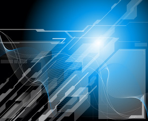 Blue technology background - vector illustration