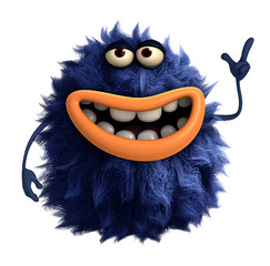 blue cartoon hairy monster 3d © Albert Ziganshin