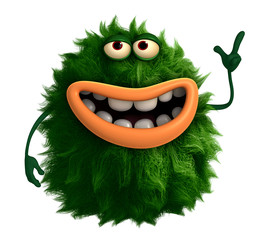 green cartoon hairy monster 3d © Albert Ziganshin