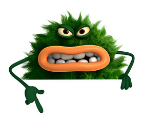 green cartoon hairy monster 3d © Albert Ziganshin