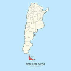 Tierra del Fuego Argentina Map Region Province Vector