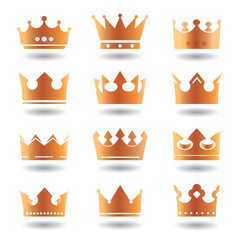set of golden vector crowns