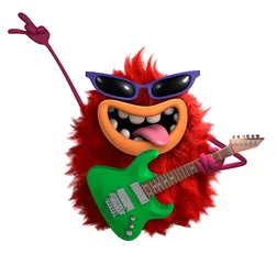 red cartoon hairy monster 3d