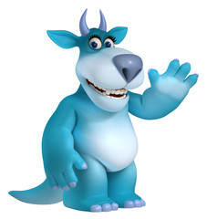 blue cartoon monster 3d