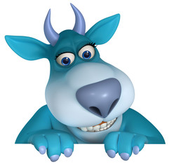blue cartoon monster 3d
