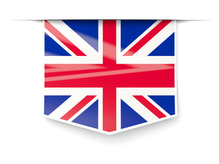 Square label with flag of united kingdom