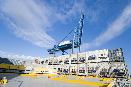 container operation in port, Tilbury, UK