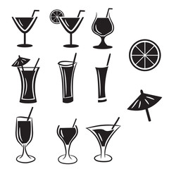 Set of Cocktail vector icons