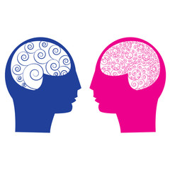 Abstract male vs female brain ,think , idea, ability
