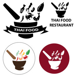 Thai Food restaurant logo and vector icon with isolated object