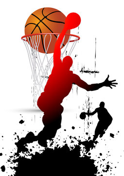 basketball player in jumping with white background