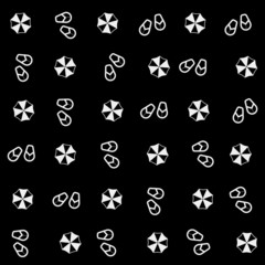 minimalistic vector holiday pattern, umbrellas and flip flops