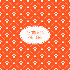 Seamless pattern with animal footprints, cat, dog. Wrapping - 82796980