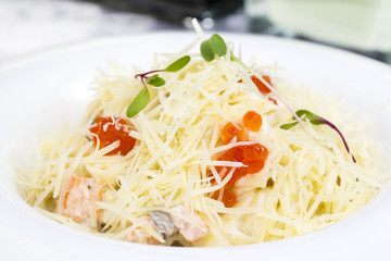 spaghetti with caviar